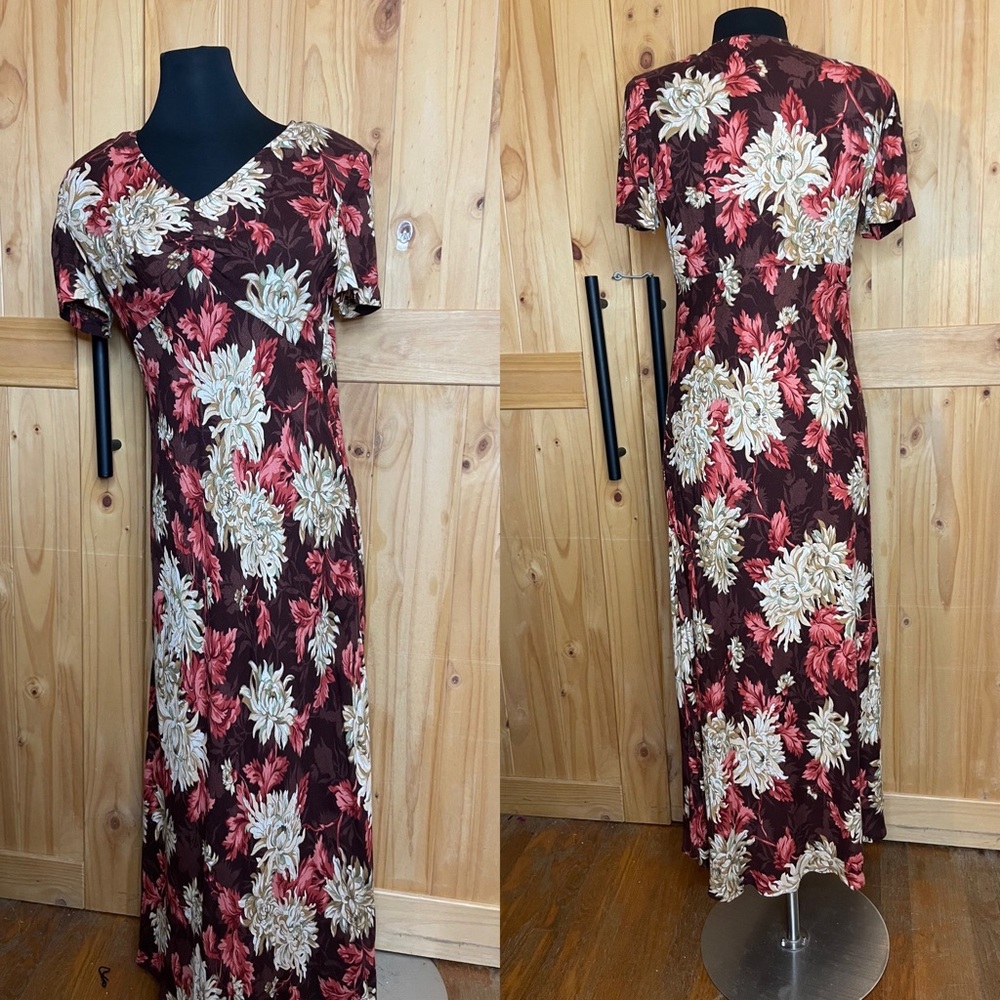 Vintage 90’s Carole Little floral maxi dress - bias cut - Picture 9 of 10